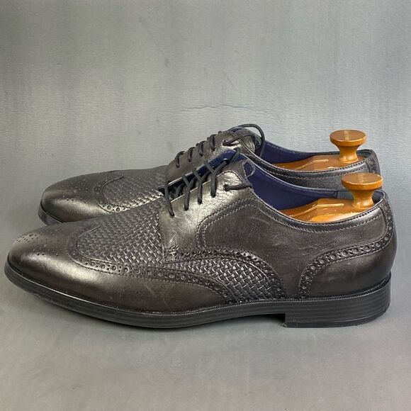 Cole Haan Zero Grand Jefferson Woven Wingtip Derby Gray Leather  mens size  11.5 - Picture 1 of 8